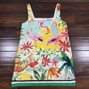 Antonio Melani Size Medium Flamingo Eliana Linen Square Neck Sleeveless Dress